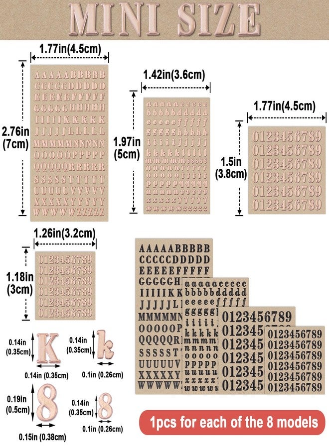 ANCIRS 8 Sheets Resin Mini Letter Stickers for Nail Art, Glittering Epoxy Alphabet Number, Self Adhesive Scrapbook for DIY Craft (Black, Rose Gold) - Image 2